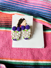 Load image into Gallery viewer, Purple and Green Marigold Sugar Skull