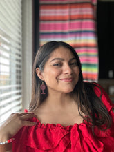 Load image into Gallery viewer, Maroon wine glass earrings