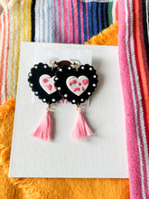 Load image into Gallery viewer, Cowprint Hearts with tassel