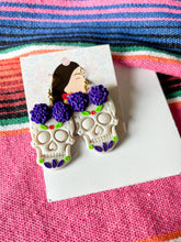 Load image into Gallery viewer, Purple and Green Marigold Sugar Skull