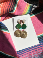 Load image into Gallery viewer, Green Marble Earrings with Pearl top