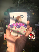 Load image into Gallery viewer, Large Skull - purple flowers