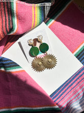 Load image into Gallery viewer, Green Marble Earrings with Pearl top