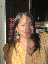 Load image into Gallery viewer, Green Marble Earrings with Pearl top