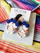 Load image into Gallery viewer, Navy Marigold Sugar Skull