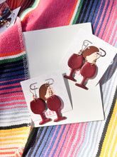 Load image into Gallery viewer, Maroon wine glass earrings