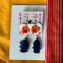 Load image into Gallery viewer, Orange and Navy Heart earrings