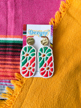 Load image into Gallery viewer, Green and Red Talavera flowers
