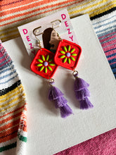 Load image into Gallery viewer, Red tile hearts with tassels
