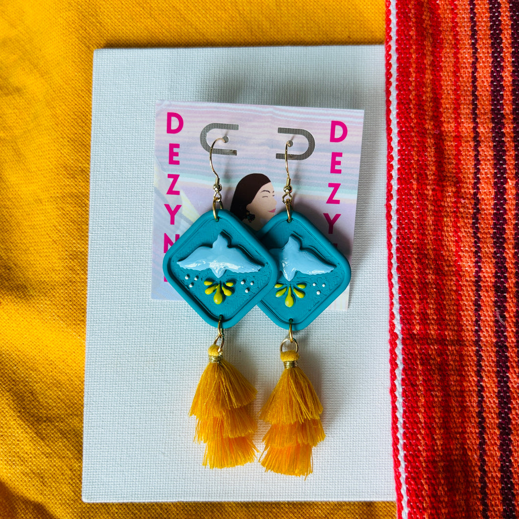 Teal Dove Tile earrings