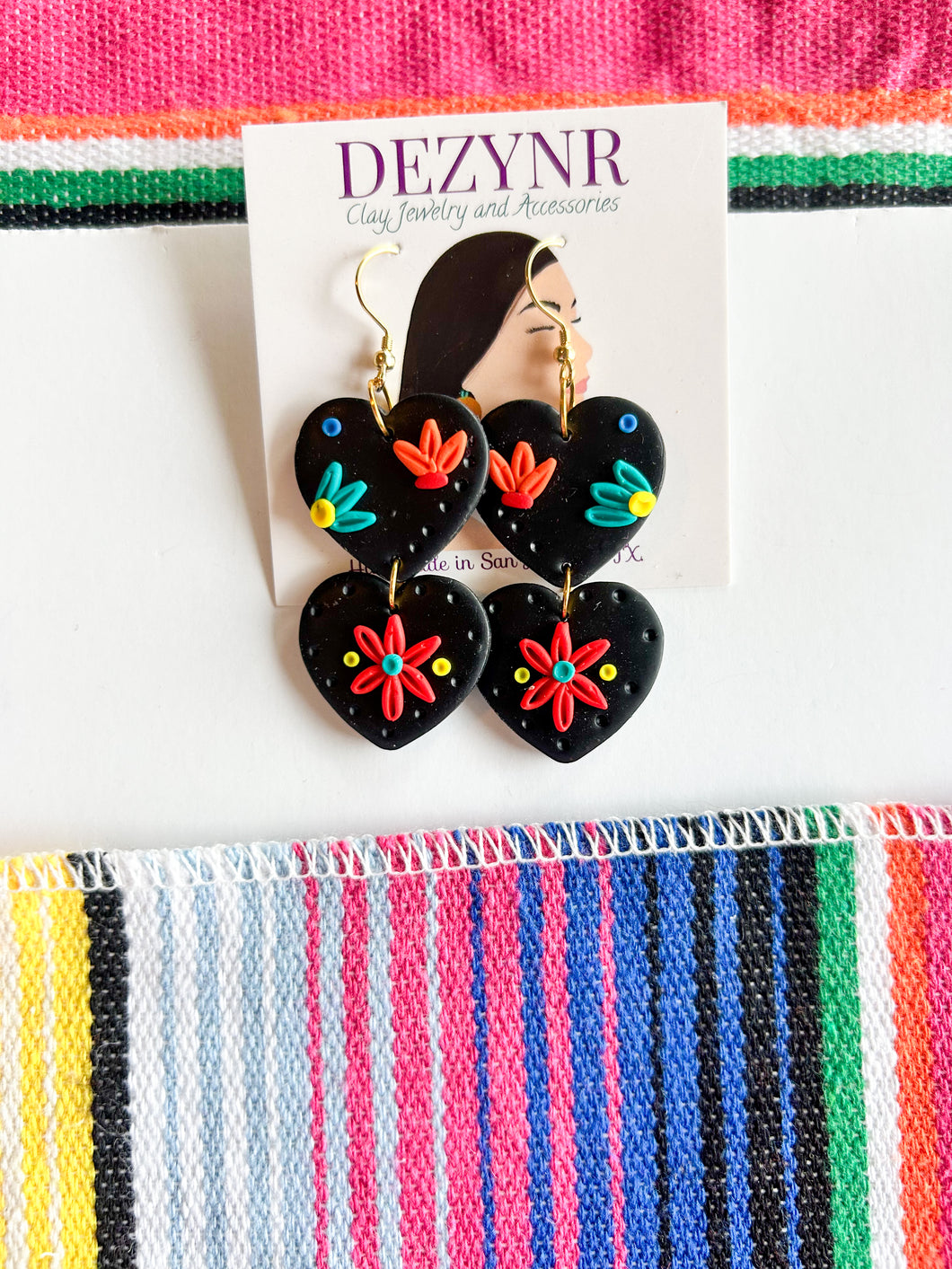 Black Embroidered Hearts