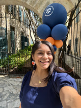 Load image into Gallery viewer, Orange and Navy Heart earrings
