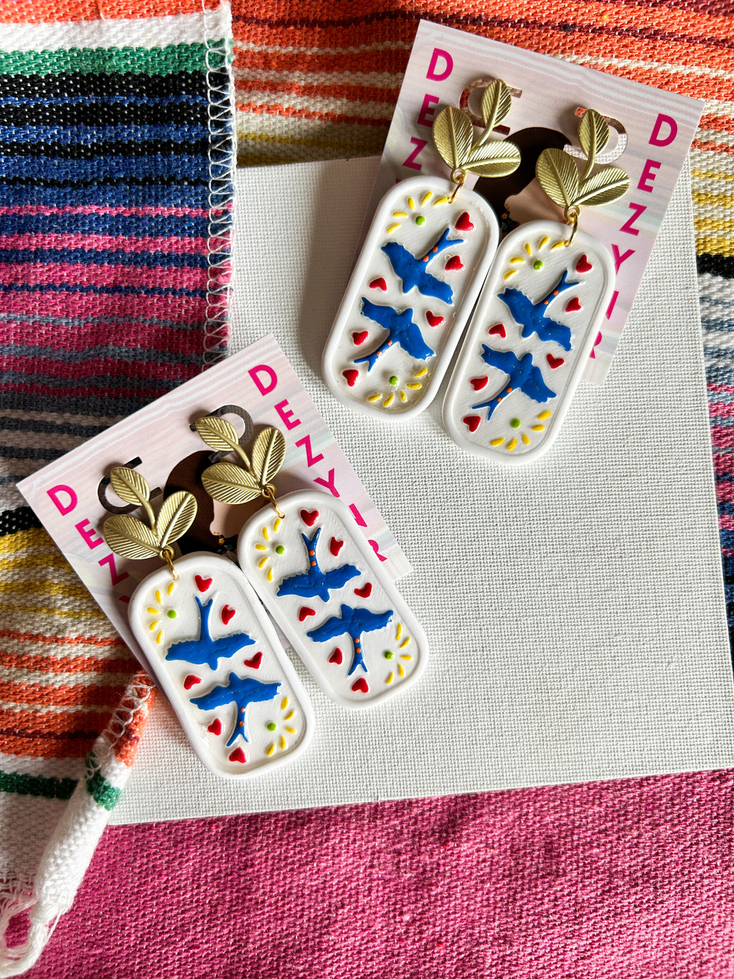 Blue Dove Tile Earrings