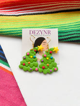 Load image into Gallery viewer, Grinch Christmas tree earrings
