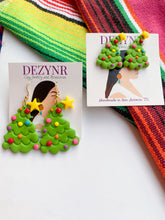 Load image into Gallery viewer, Grinch Christmas tree earrings
