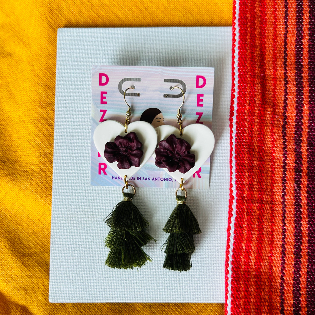 Maroon Corazones with Tassels