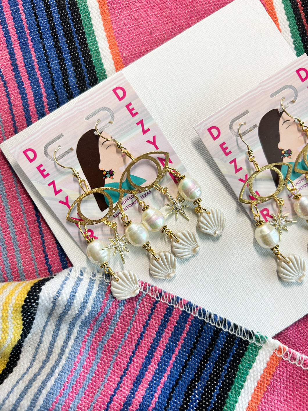 Evil Eye Seashell earrings