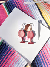 Load image into Gallery viewer, Maroon wine glass earrings
