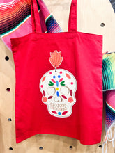 Load image into Gallery viewer, Red Sugar Skull Tote Bag
