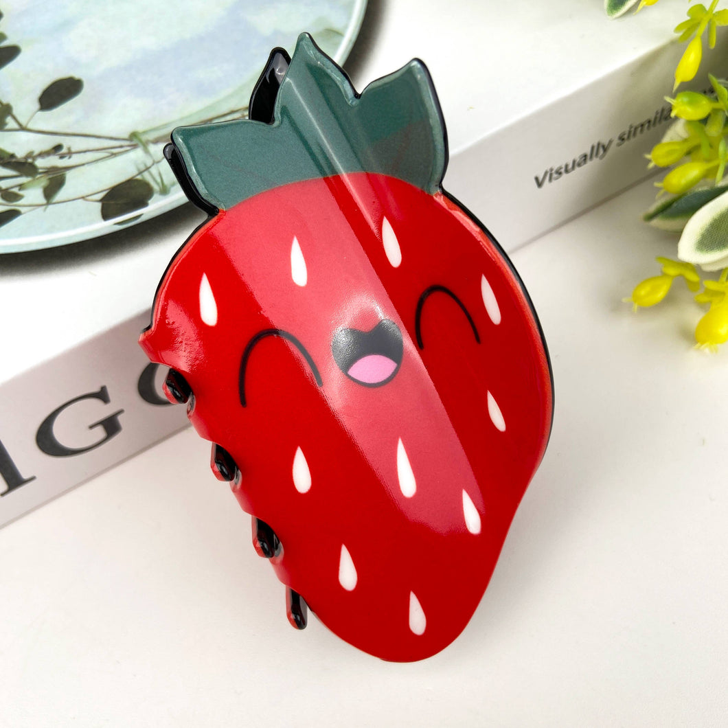 Cartoon fruit hair clips: Strawberry